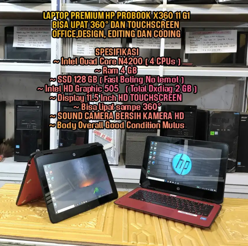 Laptop HP Touchscreen 11.5 inch Gesit bisa lipat