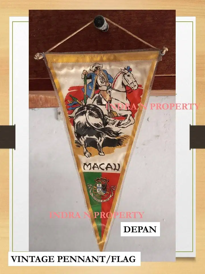 PENNANT FLAG SOUVENIR BANNER BENDERA - MACAUVINTAGE- MACAU