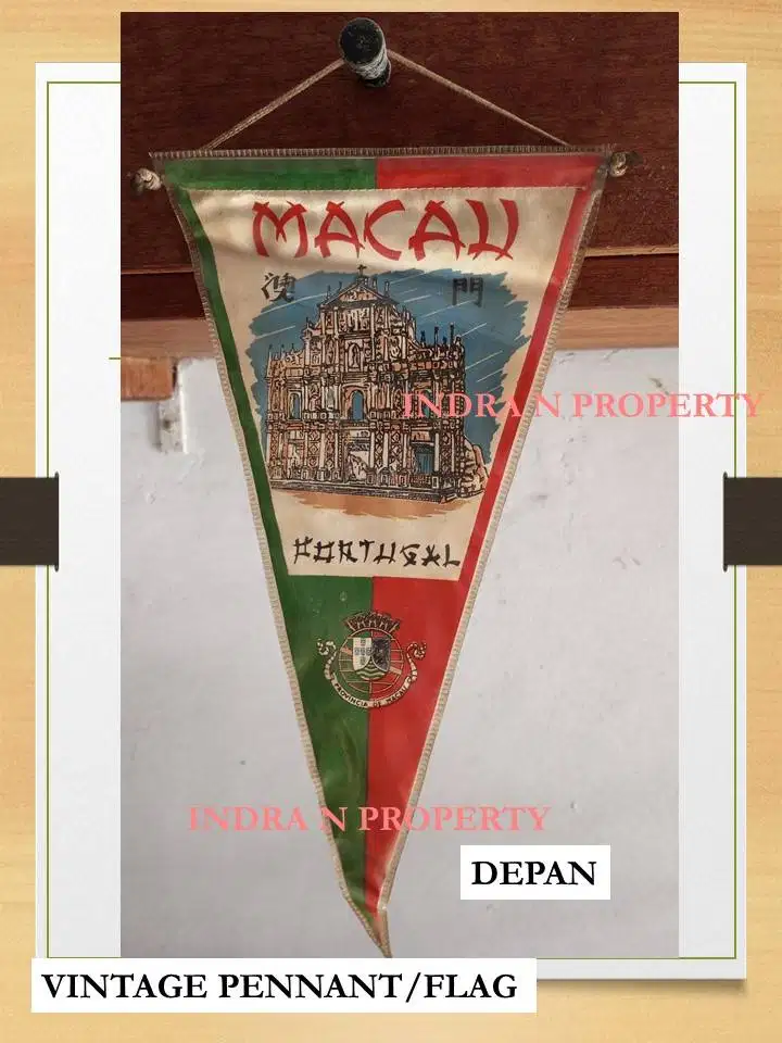 PENNANT FLAG SOUVENIR BANNER BENDERA  MACAU 2- MACAUVINTAGE- MACAU 2