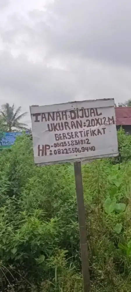 Dijual tanah ukuran 12X20m, SHM, pinggir jalan SMUN7 Lamaru