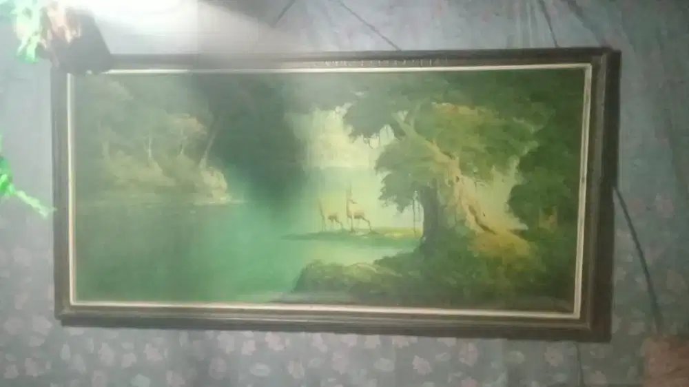 Lukisan kanvas pemandangan dan hewan