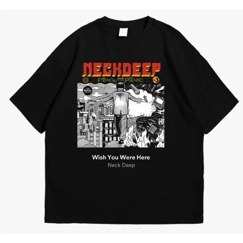 Kaos Distro Oversize Pria Wanita Neckdeep the peace panic TERMURAH