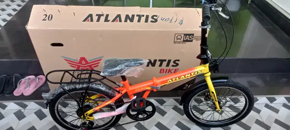 Sepeda Lipat Baru merk Atlantis 20in 7Speed rem cakram bonus botol