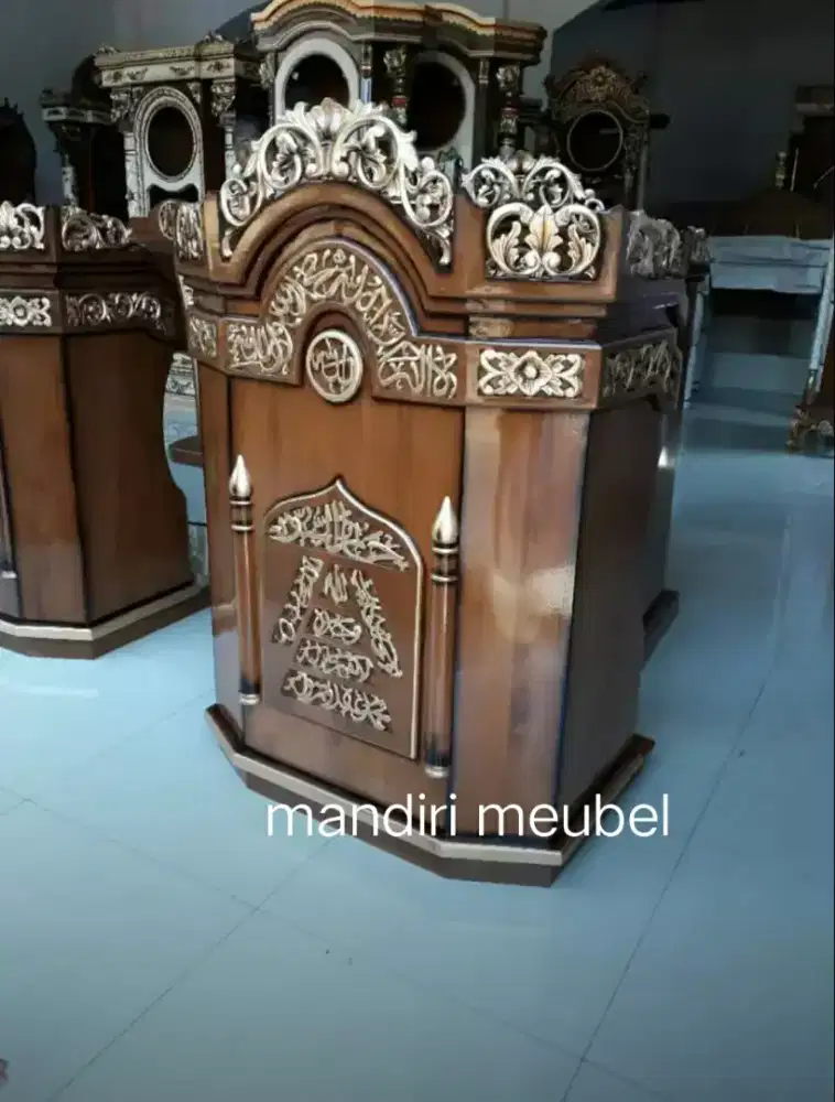 Stok furniture podium mimbar masjid musholla.