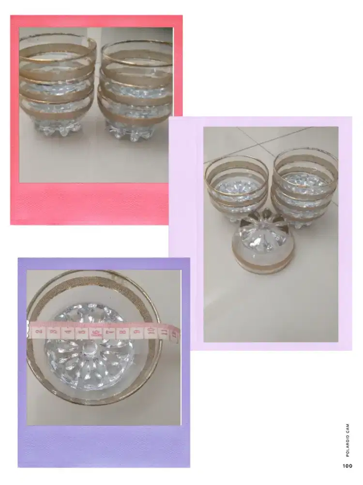 Mangkok kaca list emas