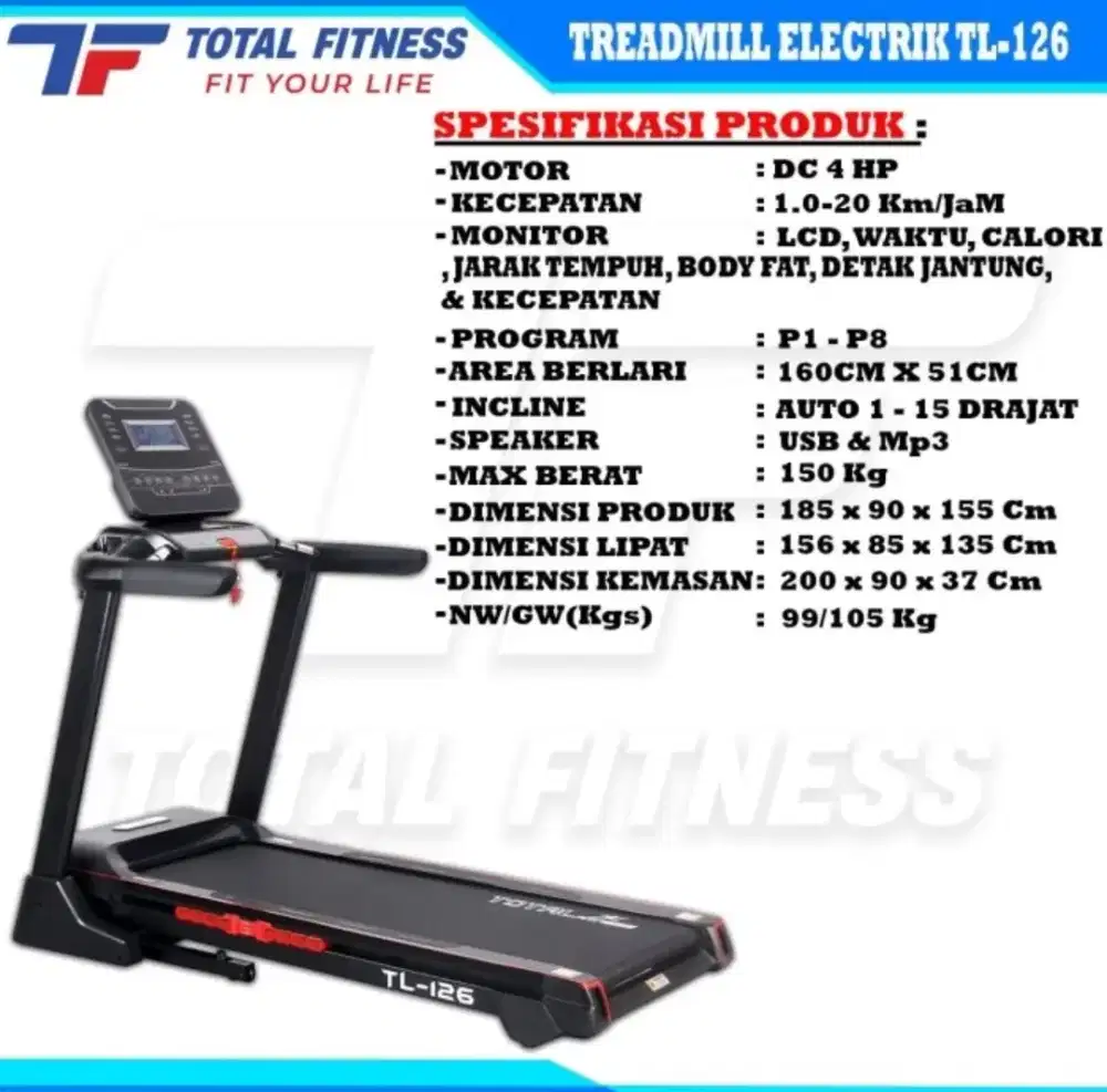 Treadmill Elektrik Total Fitness TL-126