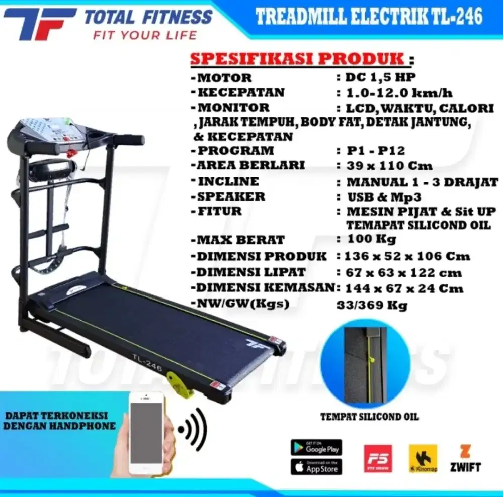 Treadmill Elektrik Total Fitness TL-246