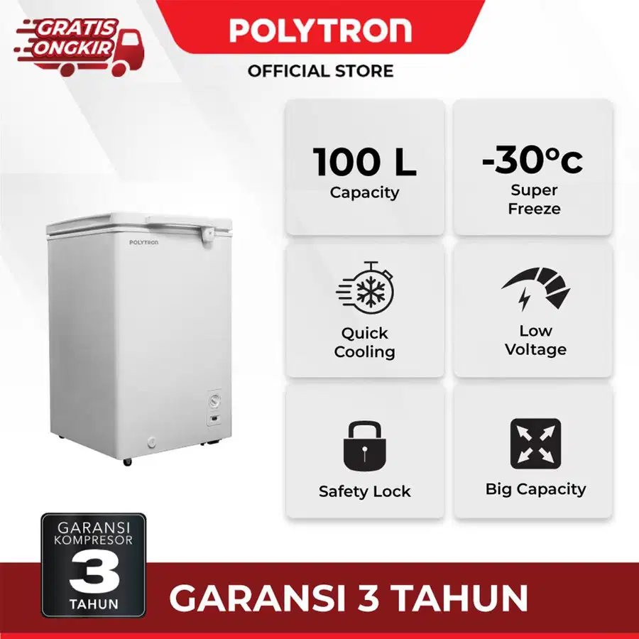 POLYTRON Chest Freezer 100 Liter PCF 118
