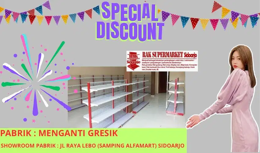 Gondola rak supermarket murah promo