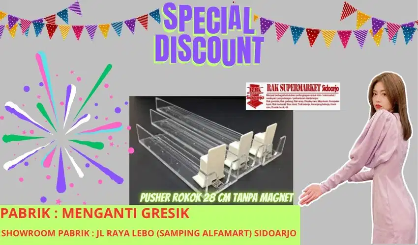 pusher rak backwall diskon  gondola rak minimarket diskon