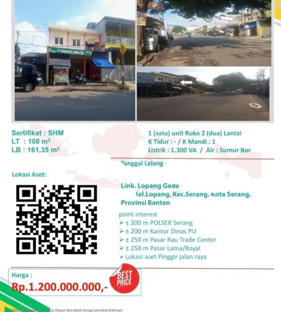 Dijual Ruko 2 Lantai Link Lopang Gede Serang