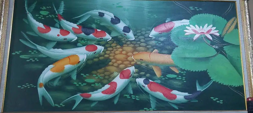 Lukisan kanvas ikan koi
