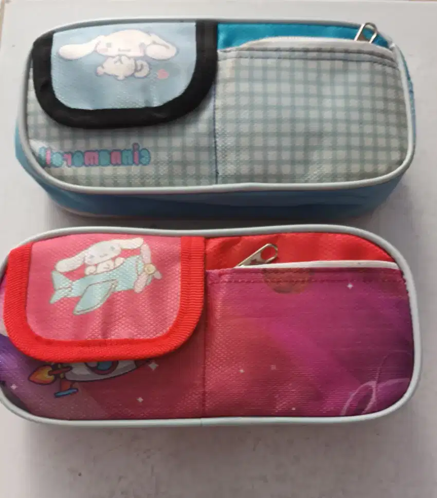 Pencil case bahan impor model 2 sleting + 1