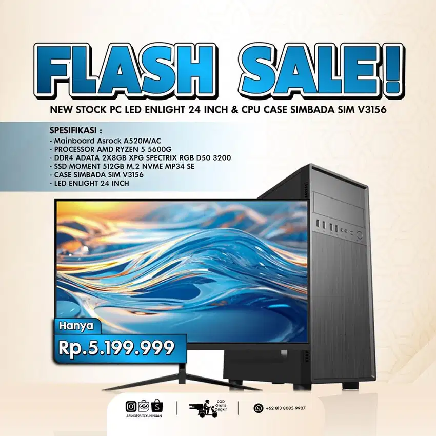 LED ENLIGHT 24inch & CPU simbada sim V3156 *amd “ryzen 5