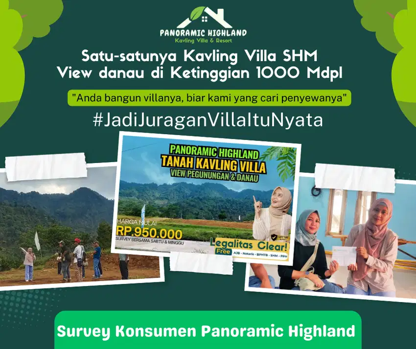 Kavling SHM di Ketinggian 1000 Mdpl Kawasan Wisata Alam