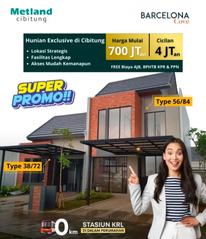 DiJual Rumah Ekslusif dekat Stasiun, Metland cibitung bekasi