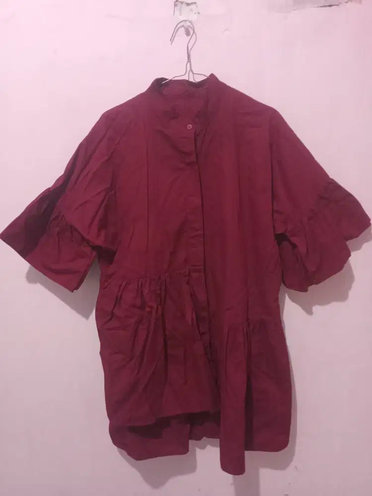 Dress Wanita Sampai Lutut Warna Merah Ukuran All Size