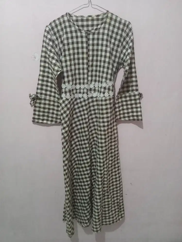 Dress Wanita Motif Kotak Ukuran All Size