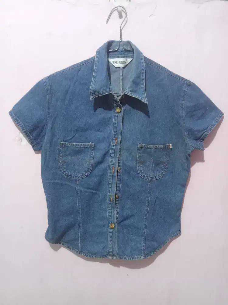 Kemeja Wanita Bahan Jean Warna Biru Ukuran M