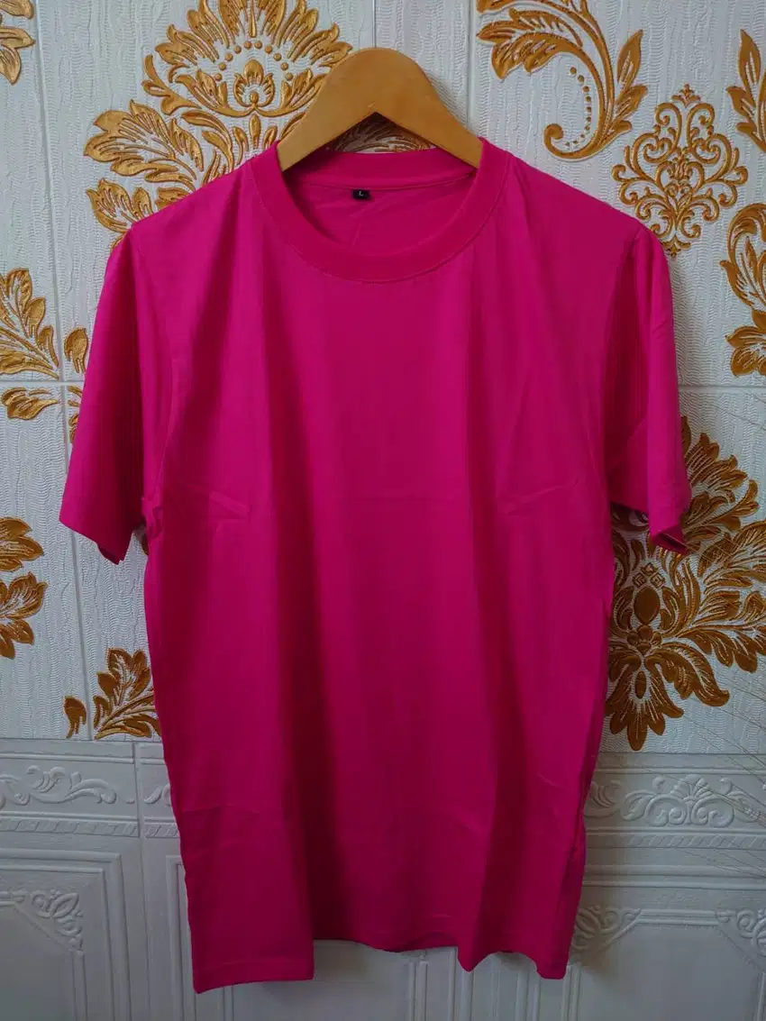 Kaos Polos Dewasa Lengan Pendek Magenta Size XL Cotton Combed 30s