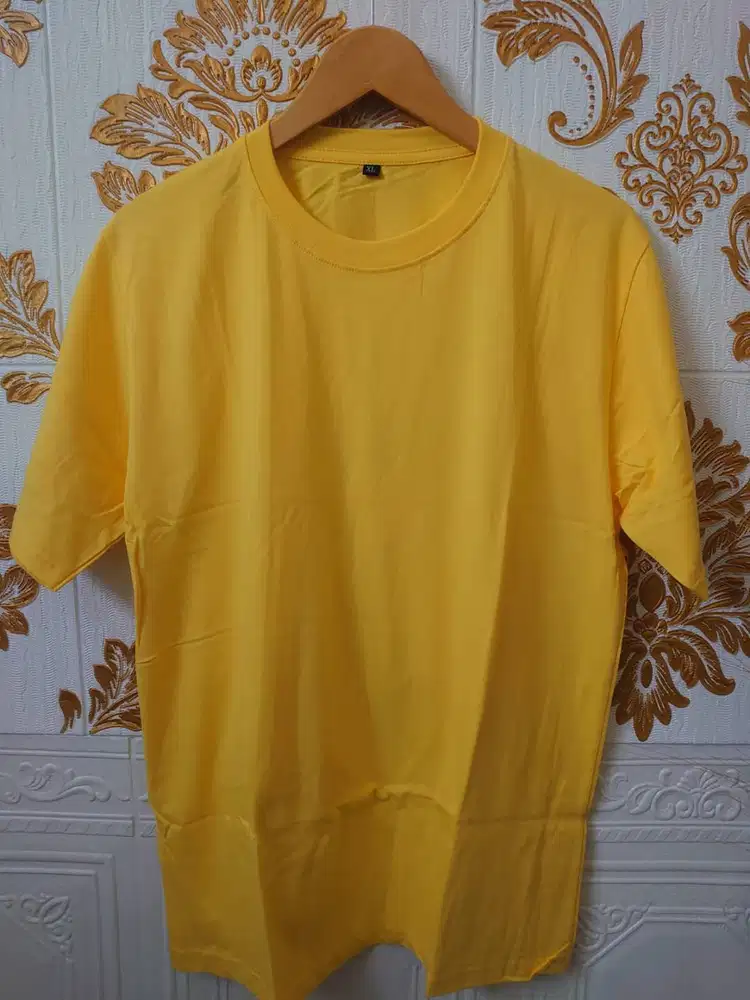 Kaos Polos Dewasa Lengan Pendek Kuning Kenari XL Cotton Combed 30s