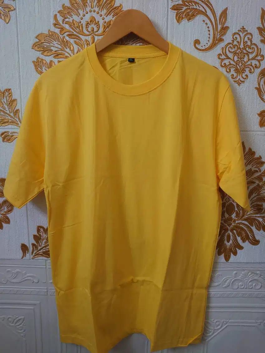 Kaos Polos Dewasa Lengan Pendek Kuning Kenari XL Cotton Combed 30s