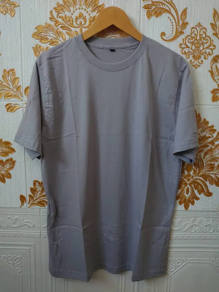 Kaos Polos Dewasa Lengan Pendek Abu Sedang XL Cotton Combed 30s