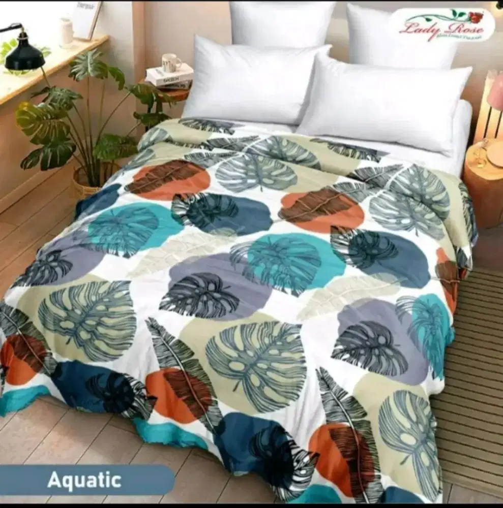 Selimut lady rose motif daun cantik 150x200 fanel