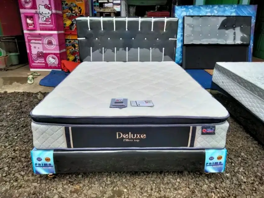 SET DIPAN + SPRING BED CENTRAL DELUXE PIKO TOP TEBEL 33 CM UK 160 CM