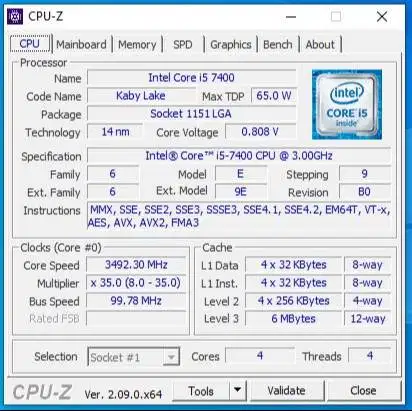 Processor Intel i5 7400