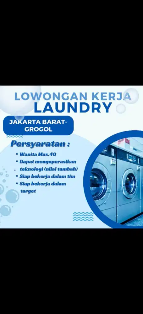 Dibutuhkan Staff Laundry