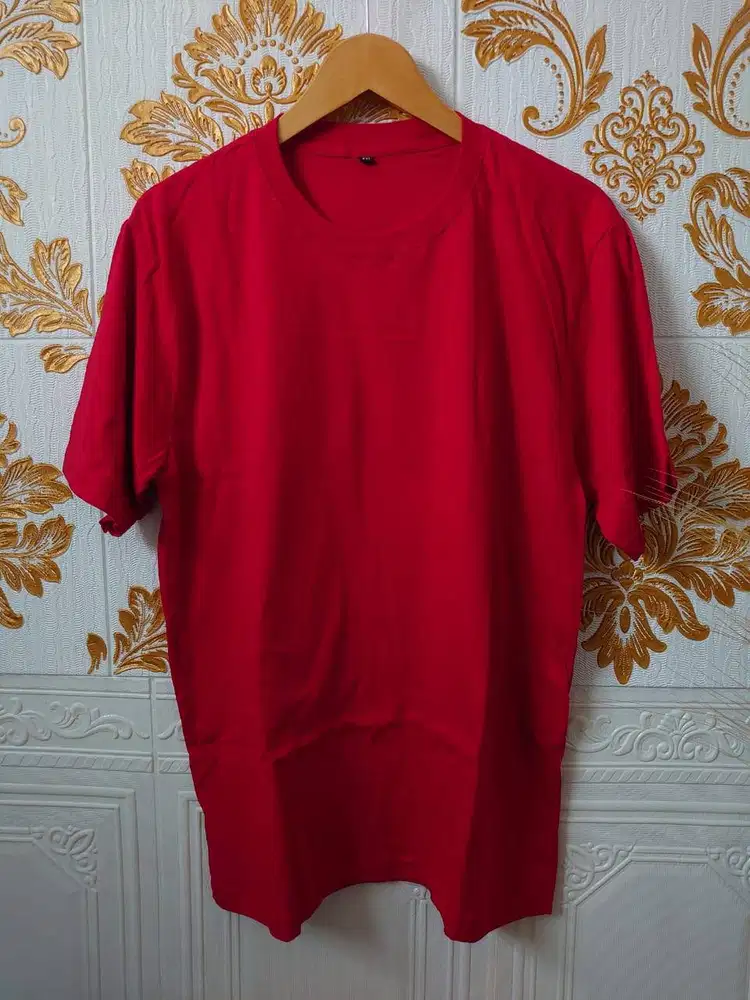Kaos Polos Dewasa Lengan Pendek Merah Cabe XXL Cotton Combed 30s