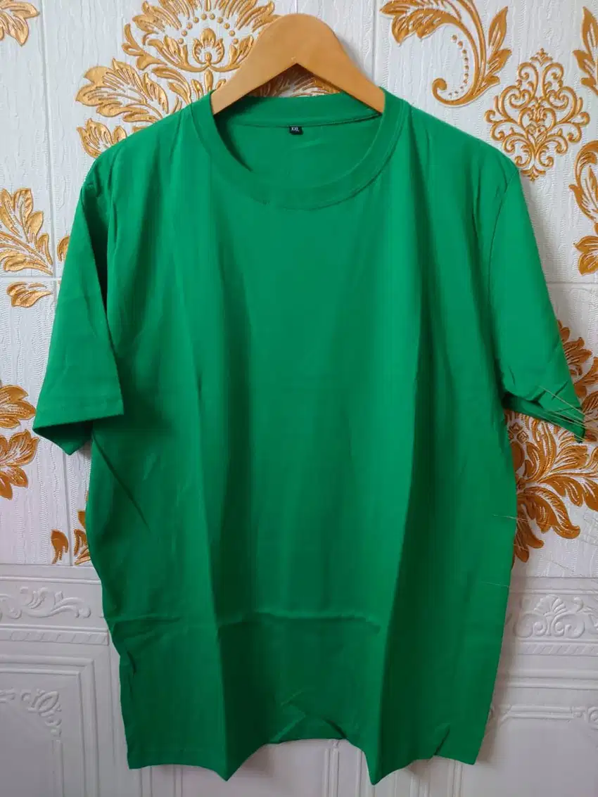 Kaos Polos Dewasa Lengan Pendek Hijau Fuji XXL Cotton Combed 30s