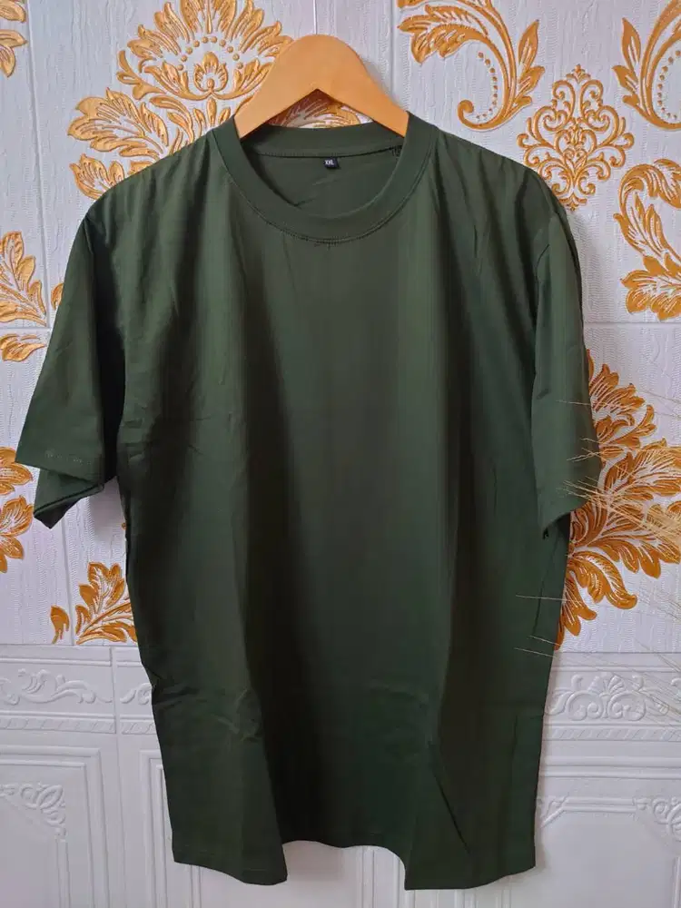 Kaos Polos Dewasa Lengan Pendek Hijau Army  XXL Cotton Combed 30s