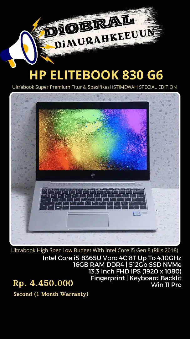 HP ELITEBOOK 830 G6 CORE I5-8365U VPRO 16GB 512GB FHD BL WIN 11