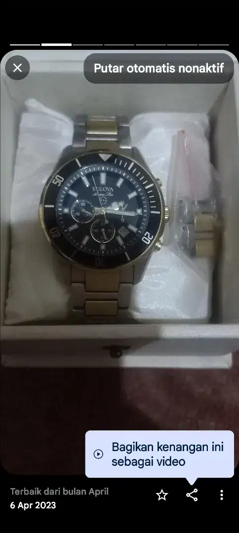 Jam tangan pria merk bulova 98B249 marine star two tone