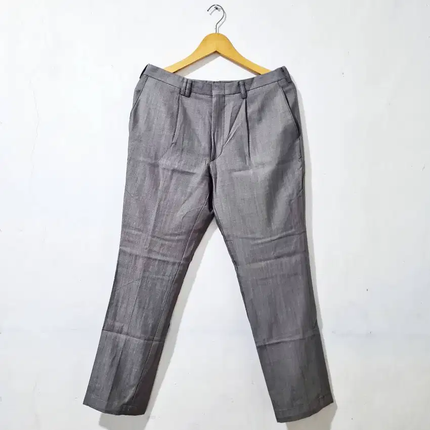 Celana Panjang Formal Pria Slim Fit Premium Bahan Wol Light Grey Abu M