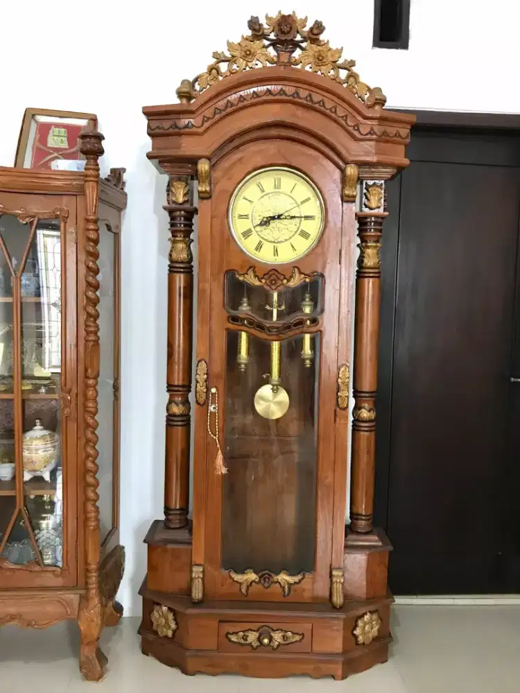 Jam hias jam gadang mawar kayu jati asli