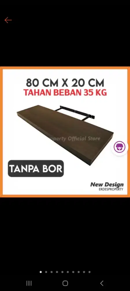 Rak ambalan dinding serbaguna extra lebar 20cm