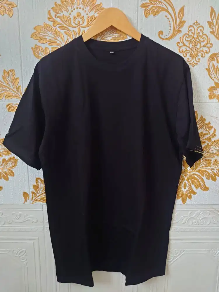 Kaos Polos Dewasa Lengan Pendek Hitam XXL Cotton Combed 30s