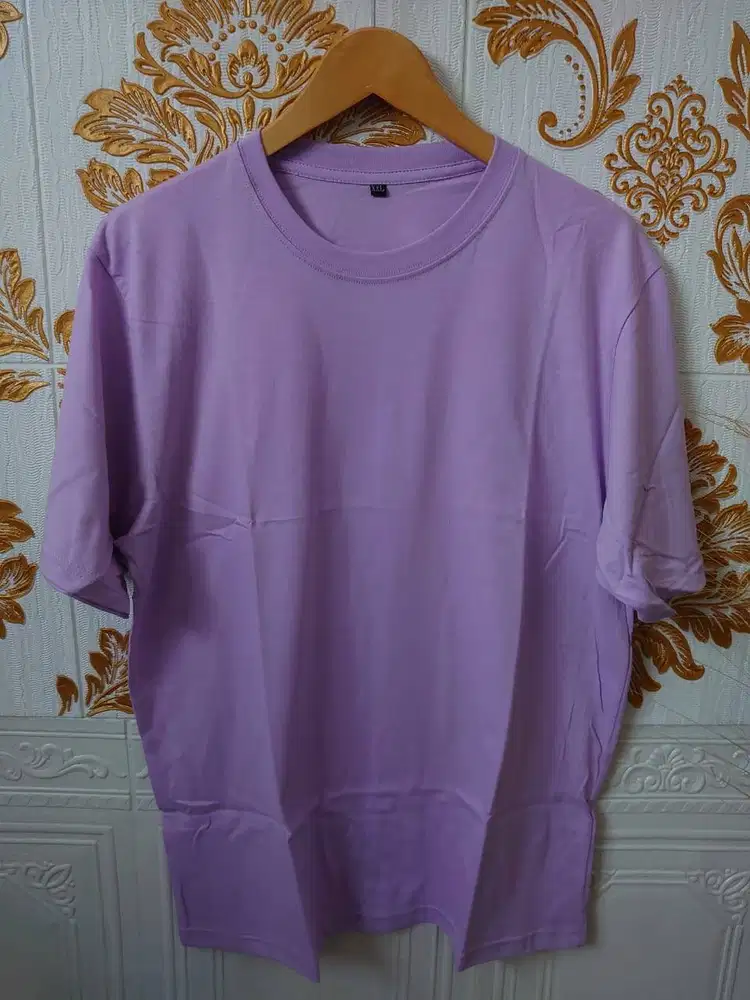 Kaos Polos Dewasa Lengan Pendek Ungu Muda XXL Cotton Combed 30s