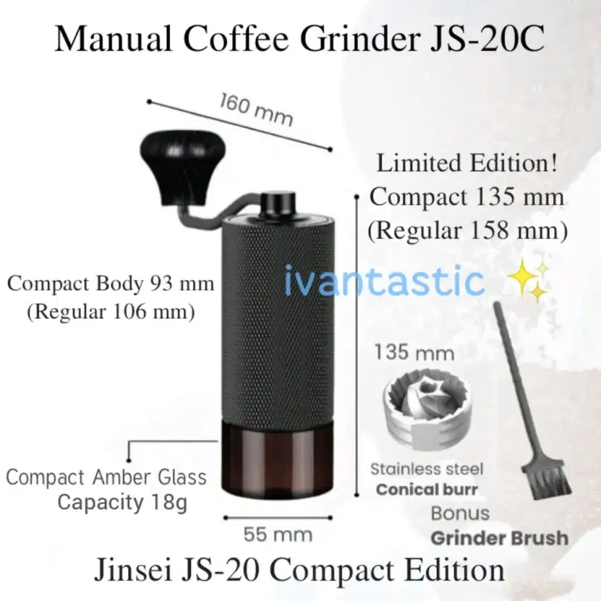 Penggiling Kopi Manual Coffee Grinder JINSEI JS-20C JS20 CnC 420S burr