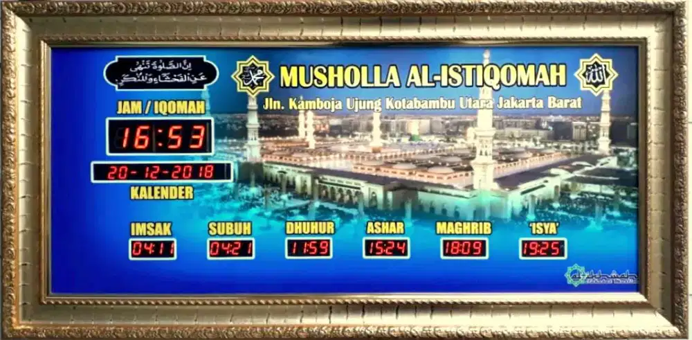 Jam Jadwal Shalat Digital Ukuran 40x80cm