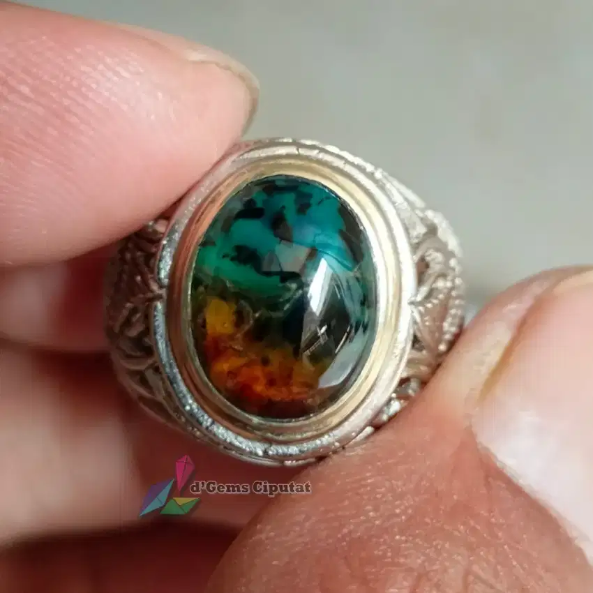 Batu Cincin Akik Permata Natural Chrysocolla Chalcedony Bacan Cokmer