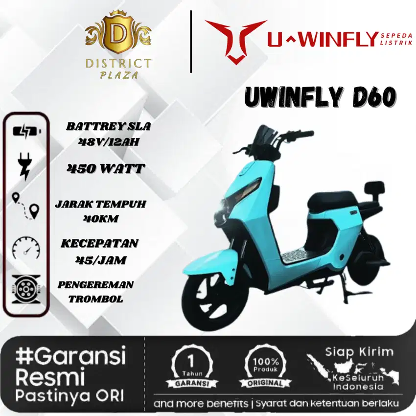 Sepeda Listrik Uwinfly D60 Motor Power 450Watt Bergaransi Resmi