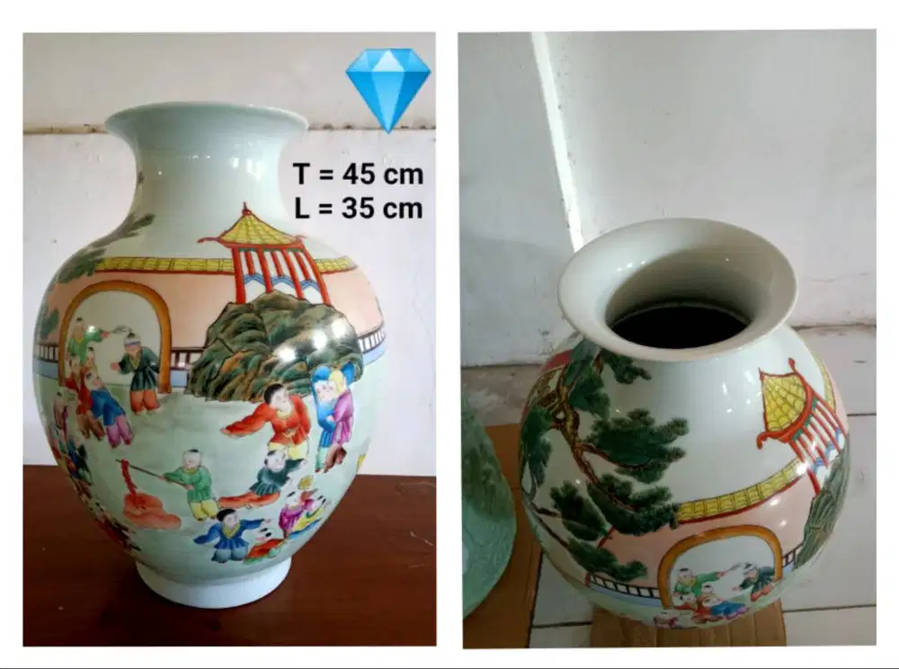 Guci keramik China-Qianlong, famille rose hand painted.