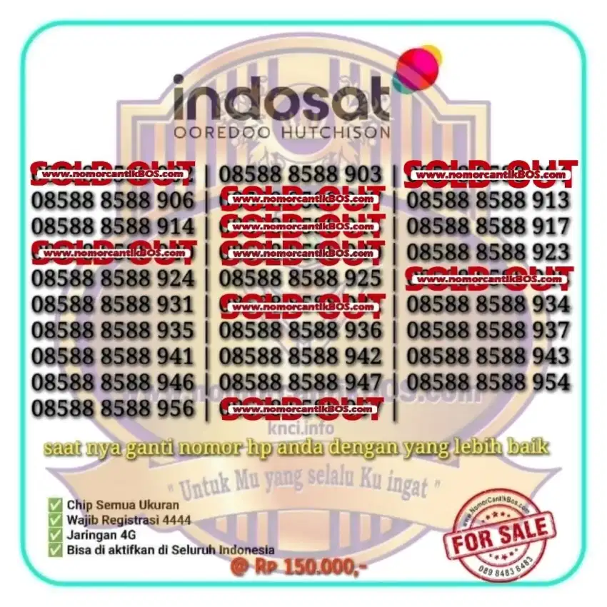 Nomor Cantik INDOSAT RAPI TRIPLE TENGAH 888