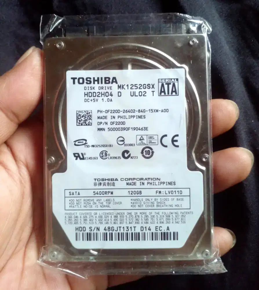 Hard Disk Toshiba 120GB copotan laptop kondisi second Like New