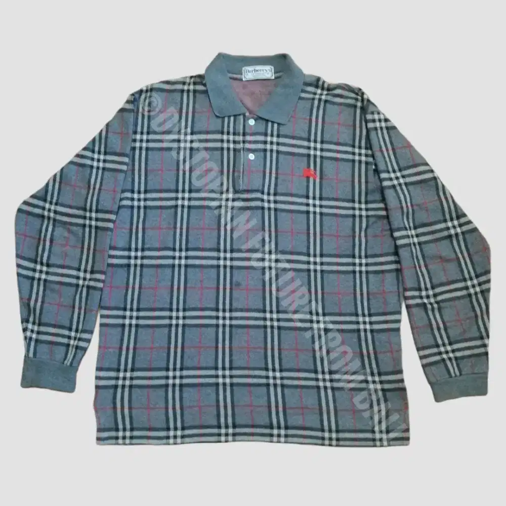 Vintage Burberrys Of London Grey Nova Check Polo Shirt