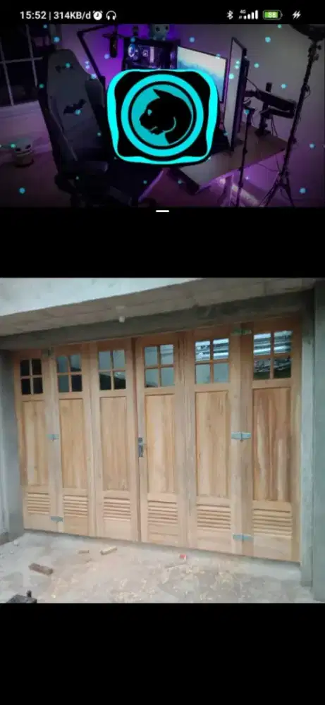 Pintu garasi kayu jati kualitas terjamin